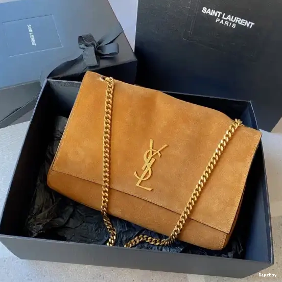 Repzbay REP LEATHER AND MEDIUM REVERSIBLE SUEDE KATE IN CROCODILE-EMBOSSED YSL 0615